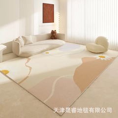 リビングルームの大きなカーペット、シンプルなクリームインスタイルのソファコーヒーテーブルブランケット、短い毛の手入れが簡単なベッドルームベッドサイドフロアマット