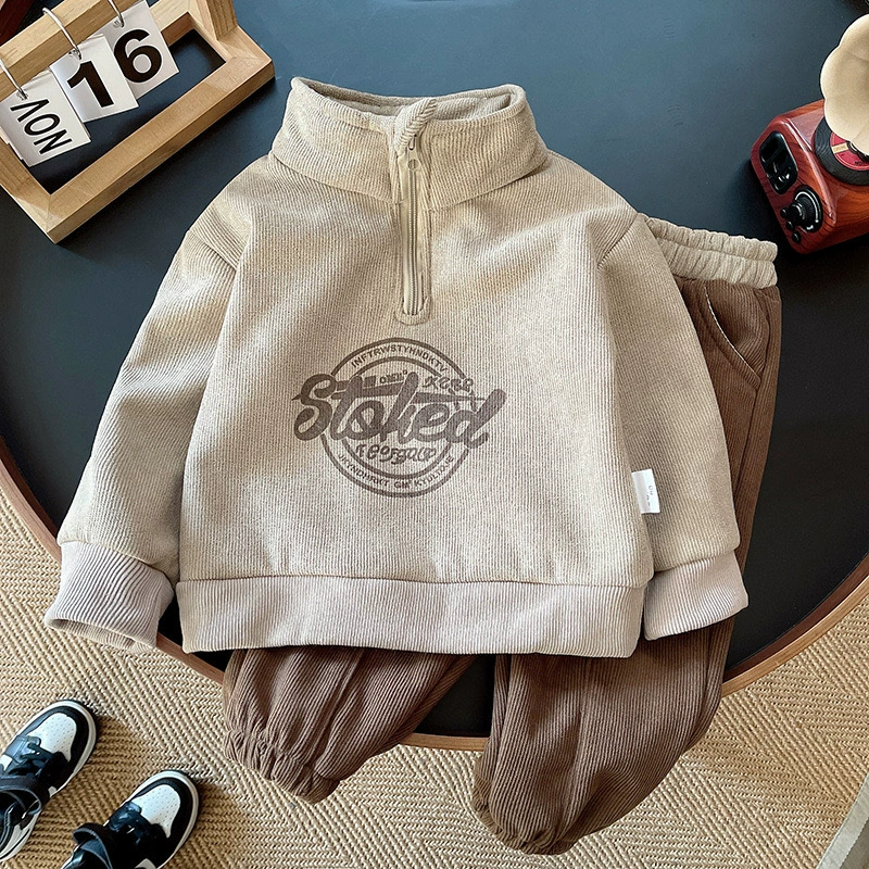Детский зимний комплект из fleece, унисекс, утолщенная двусторонняя толстовка и штаны, размеры 80–120 см