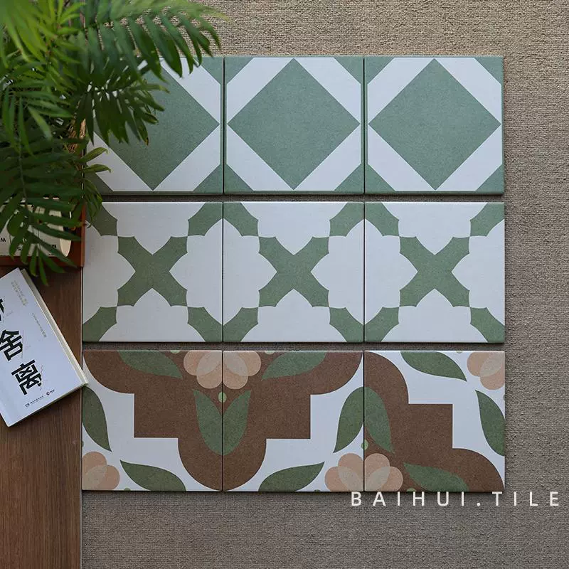 Зеленые маленькие плитки в стиле Наньян, французский B&B, ванная комната, вход, кухня, пекарня, чайный ресторан, нескользящая напольная плитка