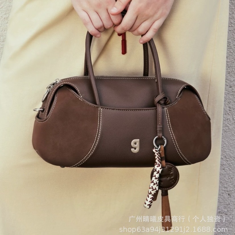 KUNOGIGI Boston Baseball Bag Medium Retro Handbag Crossbody Bag for Women