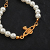 Fashionable accessory, necklace from pearl, pendant, chain, bracelet, European style