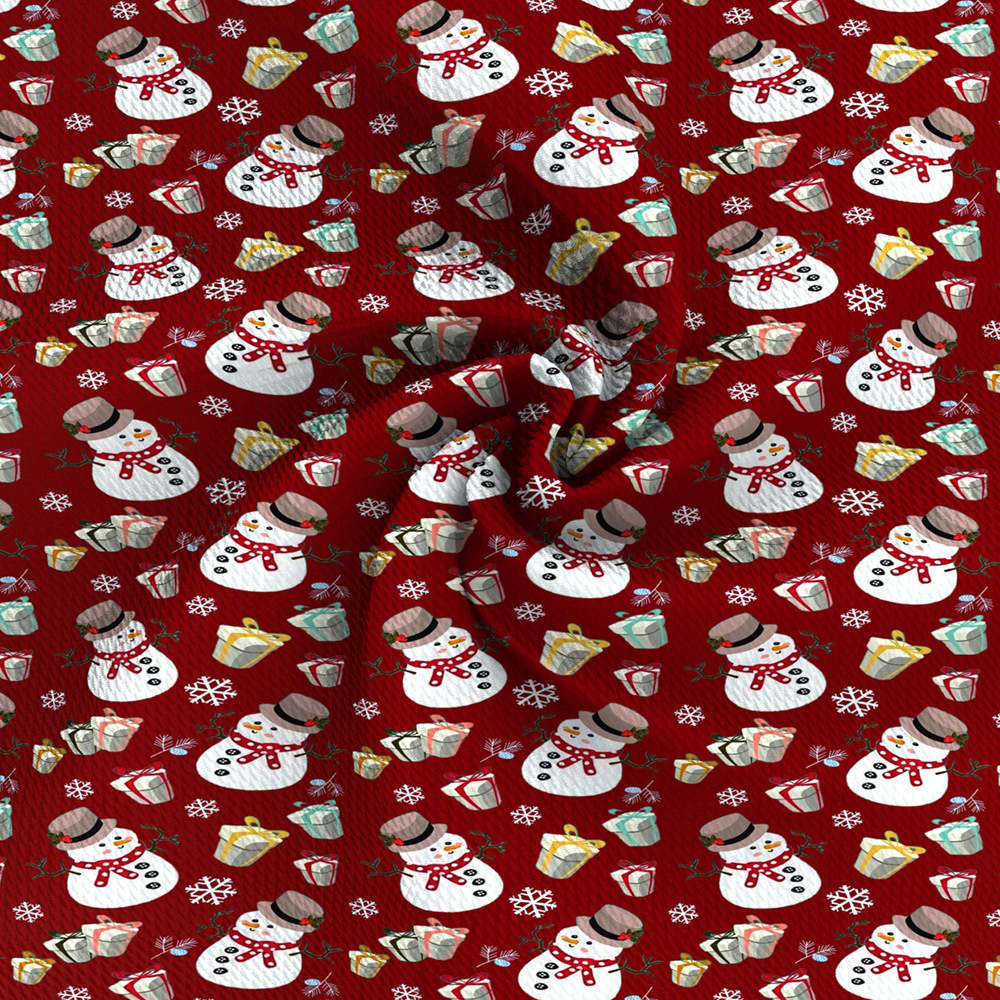 クリスマス雪花模様の薄いポリエステル綿や四面弾ニット生地のプリント生地手作りdiyシャツスカート服装生地