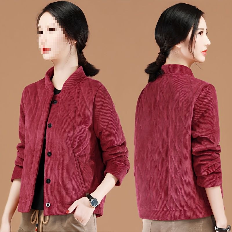 女士加厚保暖棉衣冬季女新款短袄气质2025棉外套条绒夹棉灯芯绒夹