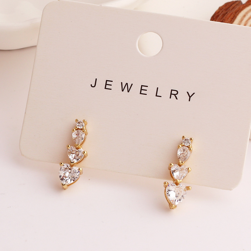 Sweet Heart Shape Copper Plating Inlay Zircon Drop Earrings 1 Pair