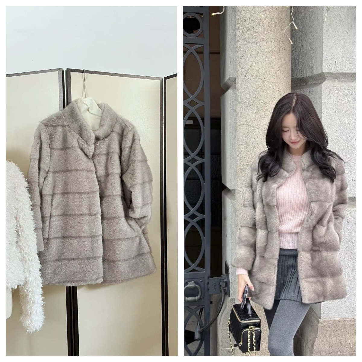 韩国仿皮草显身材高级感毛毛外套女时尚设计感女装环保毛中长款