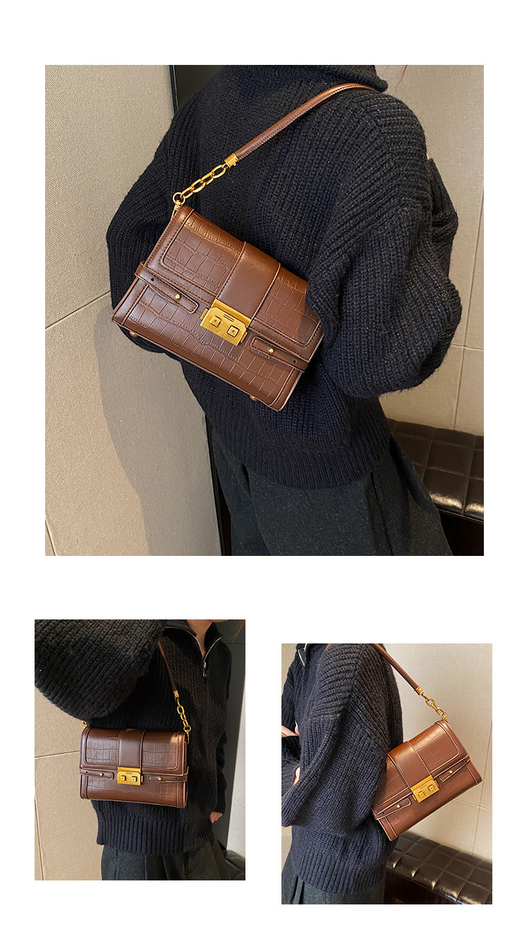 Stone Pattern Single Shoulder Underarm Bag For Women's 2023 Winter New Versatile Small Square Bag, Unique And Western Style Crossbody Bag _voghion.com