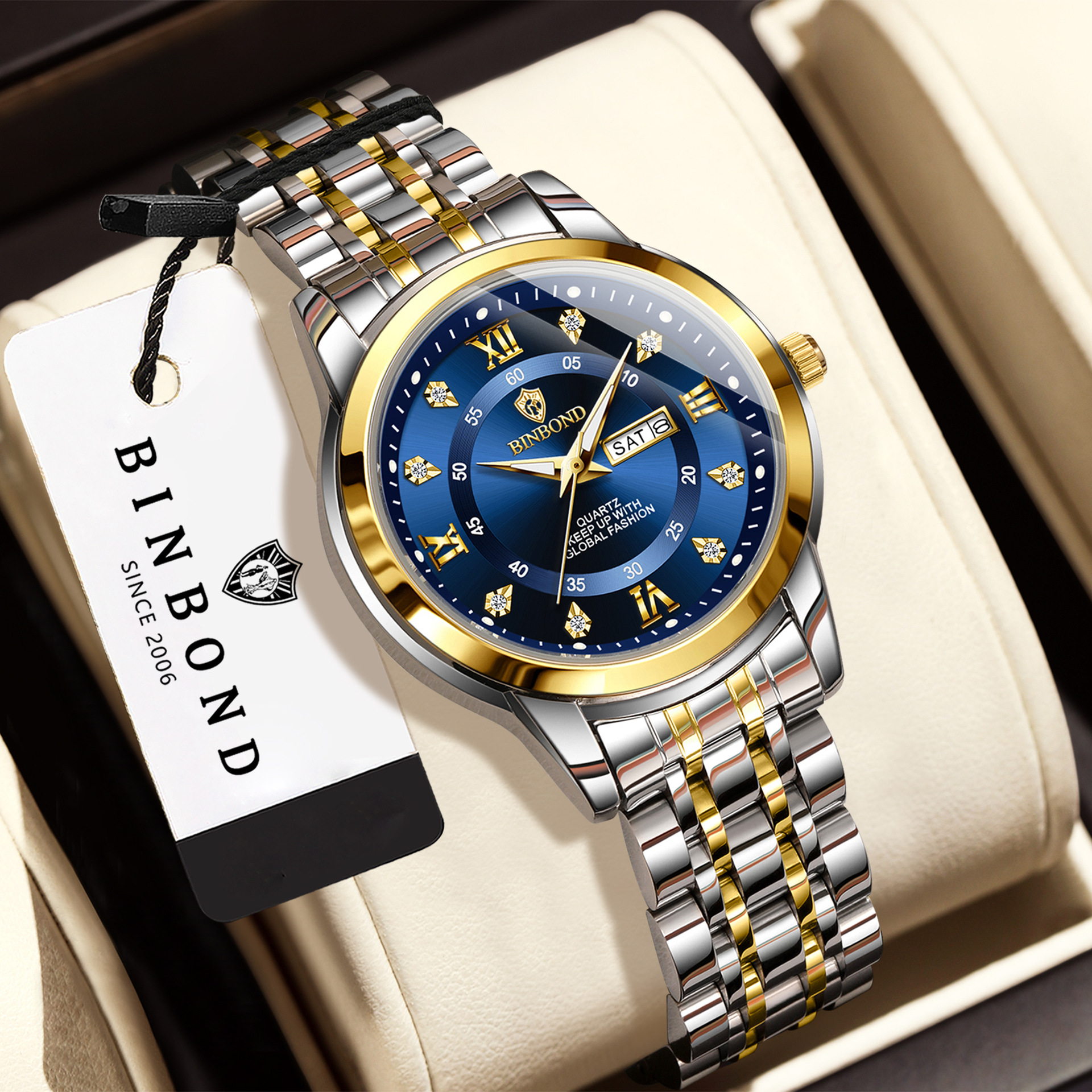 Trendy New Women's Watch Fashion Dual Calendar High-End Luminous Brand Watch Women's Waterproof Quartz Watch Women