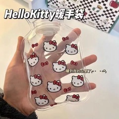 かわいいkitty猫ニャンは手を温めて赤ちゃんの学生の親友の漫画の注水の湯たんぽを携帯して透明な湯たんぽを温めます。
