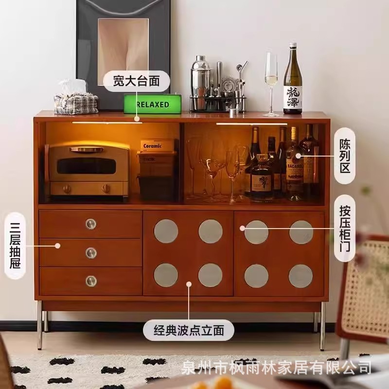 Boxwood Middle Ancient Sideboard Vintage Tea Cabinet Living Room Storage Storage Cabinet Small Apartment Light Luxury Glass Wine Cabinet