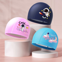 Children's swimming cap new equipment wholesale boys and girls baby cartoon fashion PU waterproof ear protection student swimming cap