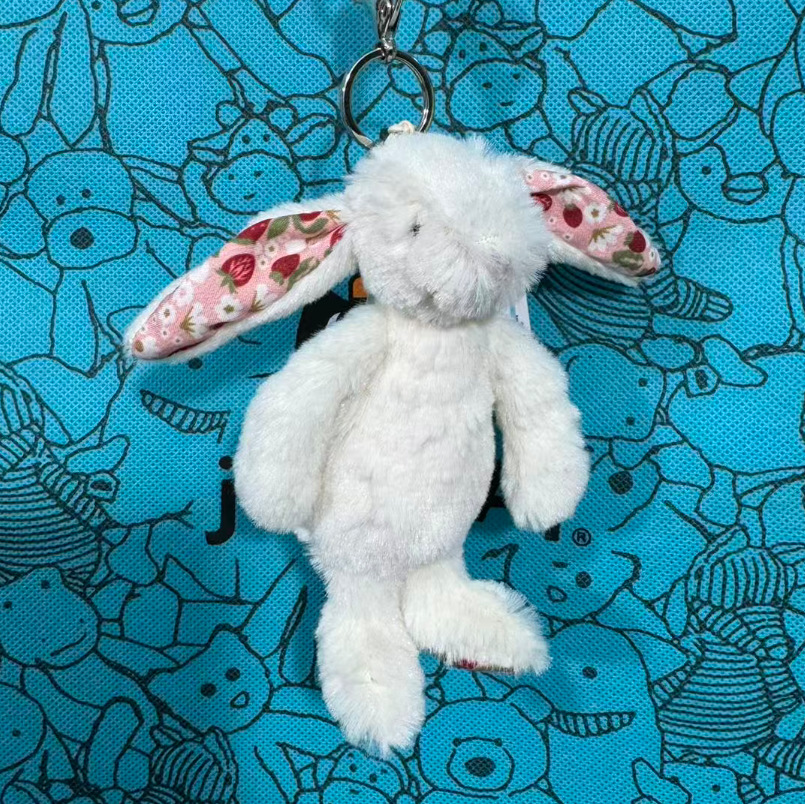 Floral white rabbit pendant