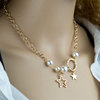 Retro necklace from pearl, chain for key bag , accessory, European style, wholesale