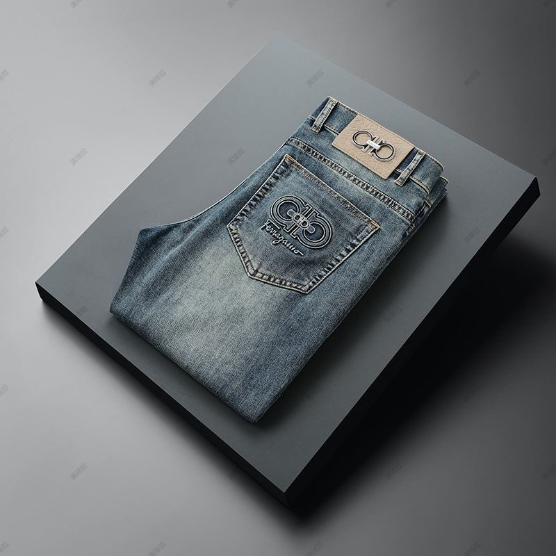 남성 캐주얼 팬츠, 남성 고급 여름 얇은 블루 진, 슬림핏 스키니 캐주얼 팬츠