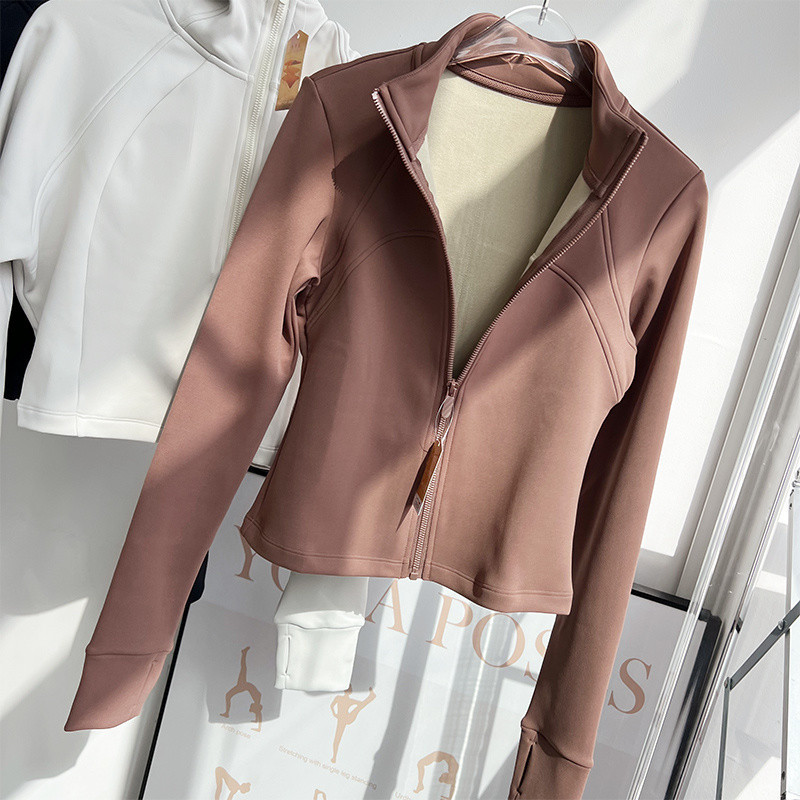 본인에게 좋은 물건입니다. 추천 벨벳 방풍 스탠드 칼라 요가 재킷, 따뜻하고 슬림한 스포츠 긴팔 가을과 겨울 피트니스 의류