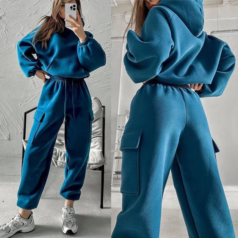欧美2025独立站亚马逊ebay秋冬外贸女装新款时尚运动休闲卫衣套装