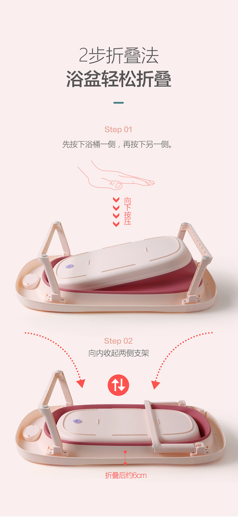 厂家直销婴儿洗澡盆儿童折叠浴盆带温度计感温洗澡神器