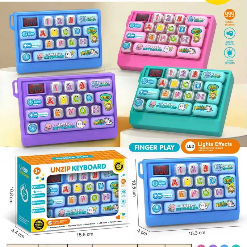 18-key speed-push decompression keyboard toy with lights and music, a stress-relieving button toy, keychain pendant for children 18-key speed-push decompression keyboard toy with lights and music, a stress-relieving button toy, keychain pendant for children