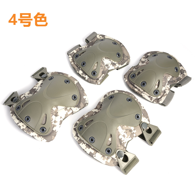 Tactical rodilla protector de codo cuatro piezas rodilla entrenamiento arrastrar equipo de combate humano real CS ciclismo protector de muñeca deportivo