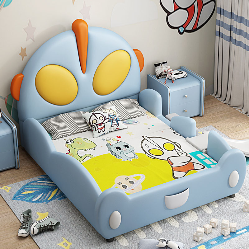 Ultraman Kidsren's Bed Boy Solid Wood Single Bed Salted Egg Superman Cartoon with Guardrail Kidsren's Bedroom Ultraman Kidsren's Bed Boy Solid Wood Single Bed Salted Egg Superman Cartoon with Guardrail Kidsren's Bedroom