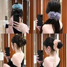 2025新款韩系多巴胺网纱花朵抓夹女高级感头花发饰后脑勺盘发神器