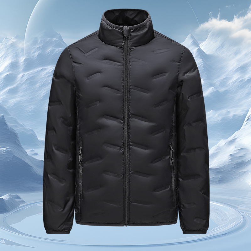 Transfronterizo ultraligero chaqueta de plumón de costilla hombre corto otoño / invierno 2025 nuevo abrigo de plumón de cuello caliente comercio exterior