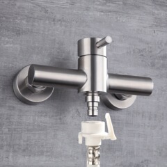 304不鏽鋼冷熱水洗衣機龍頭入牆式淋浴閥陽台浴缸洗衣房混水閥4分