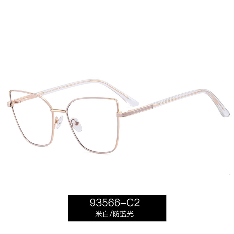 93566 nuevo espejo plano de metal anti-azul de comercio exterior, espejo óptico femenino de tendencia, fábrica de gafas al por mayor