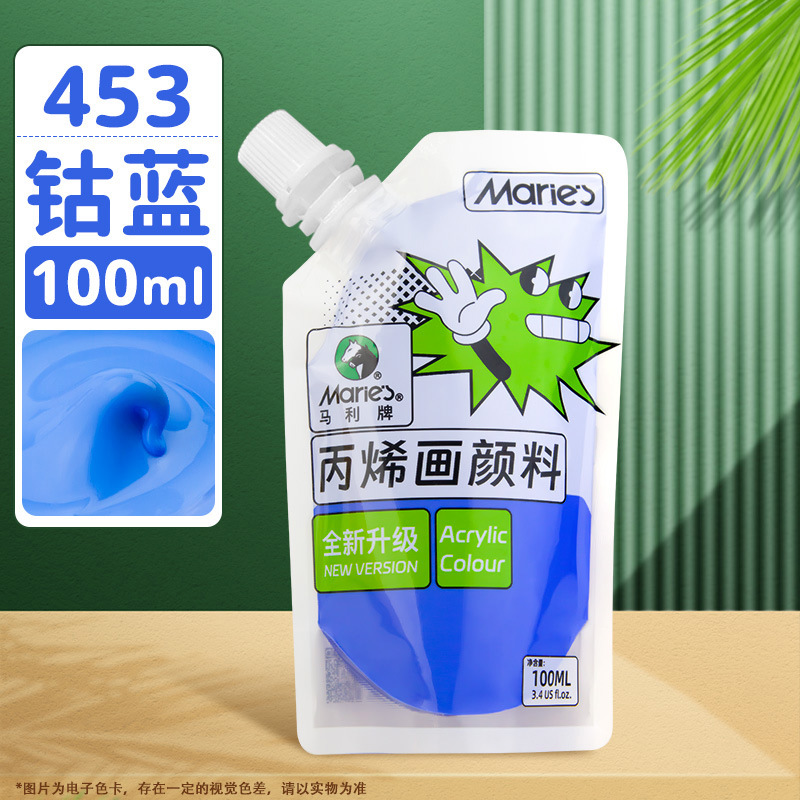 Pintura acrílica Marley en bolsa, paquete de recarga de 100 ml, juego de acrílico sin formaldehído para estudiantes de arte, graffiti, resistente al agua