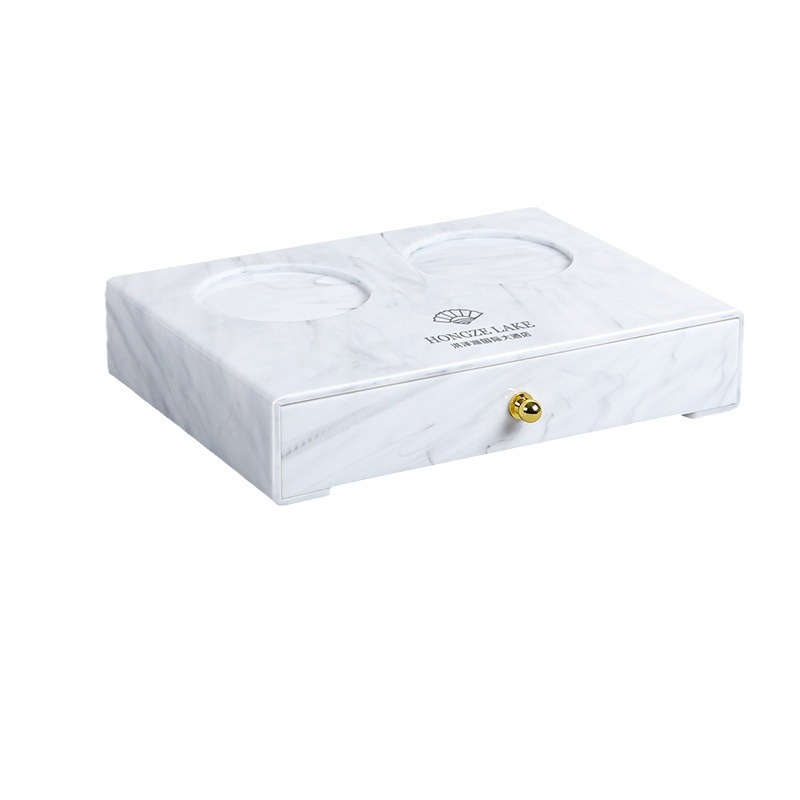 Caja de artículos de higiene de mármol acrílico caja de almacenamiento de artículos de higiene de hotel de alta calidad bandeja de toallas