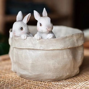 Garden Balcony Cute Little Rabbit Flower Pot Courtyard Gardening Succulent Plant Copper Coin Grass Flower Pot Decoration Wholesale