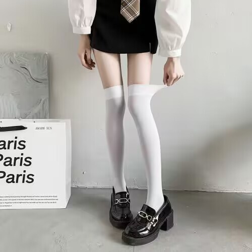 JK uniform solid color calf socks, long knee socks, Japanese mid-calf socks, velvet white and black