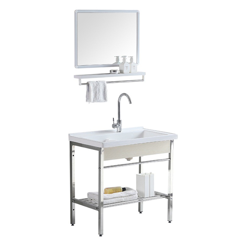Soporte de acero inoxidable de cerámica lavabo balcón profundización fregadero lavabo con lavabo