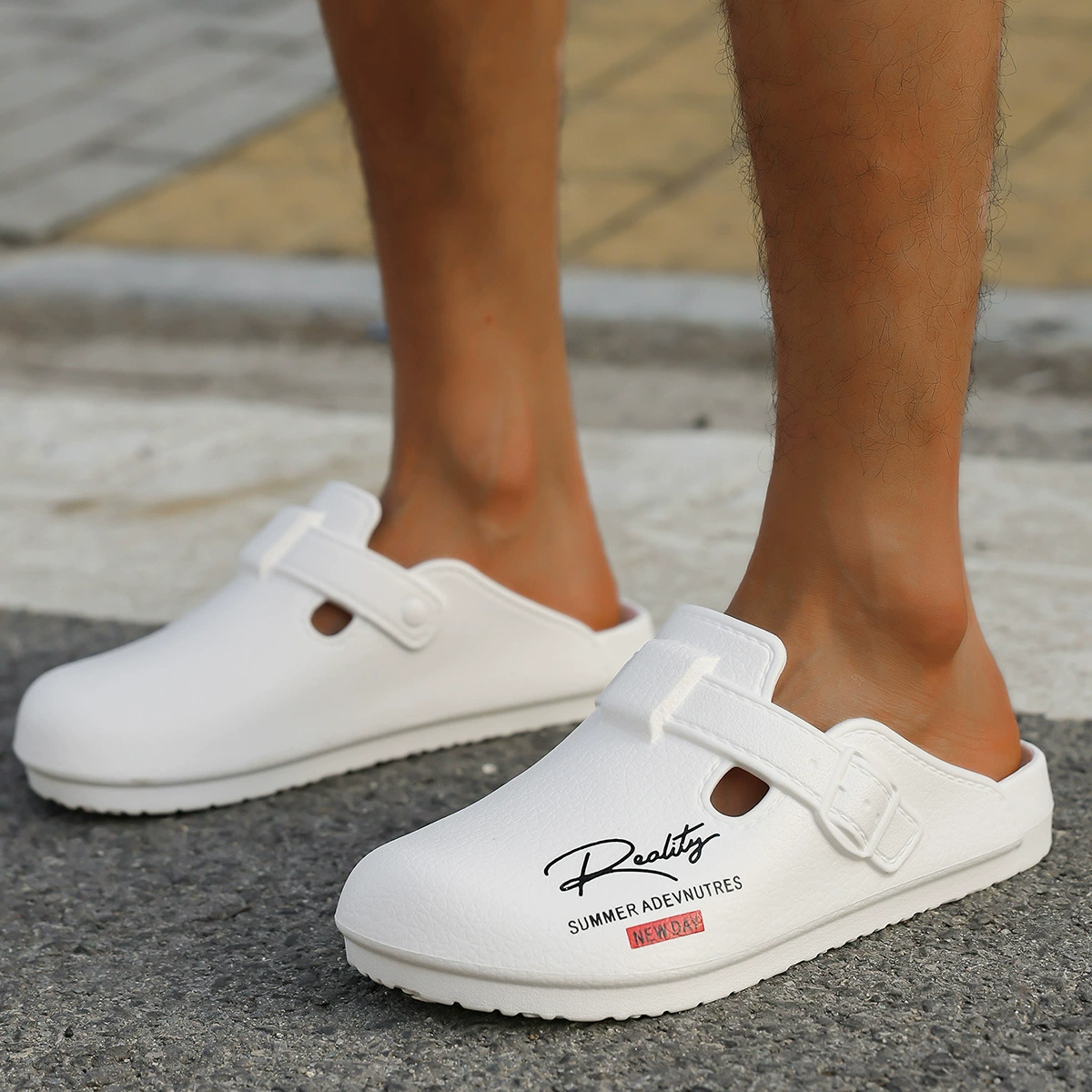 Трансграничная обувь Birkenstock для женской летней верхней одежды. Сабо без шнуровки на толстой подошве из ЭВА с мягкой подошвой. Сандалии-полуслипоны с ленивым носком.