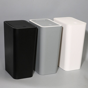 Trash Bin Household Living Room Bathroom Large Capacity Push-type Odor-proof Trash Bin with Lid Office Waste Paper Bin