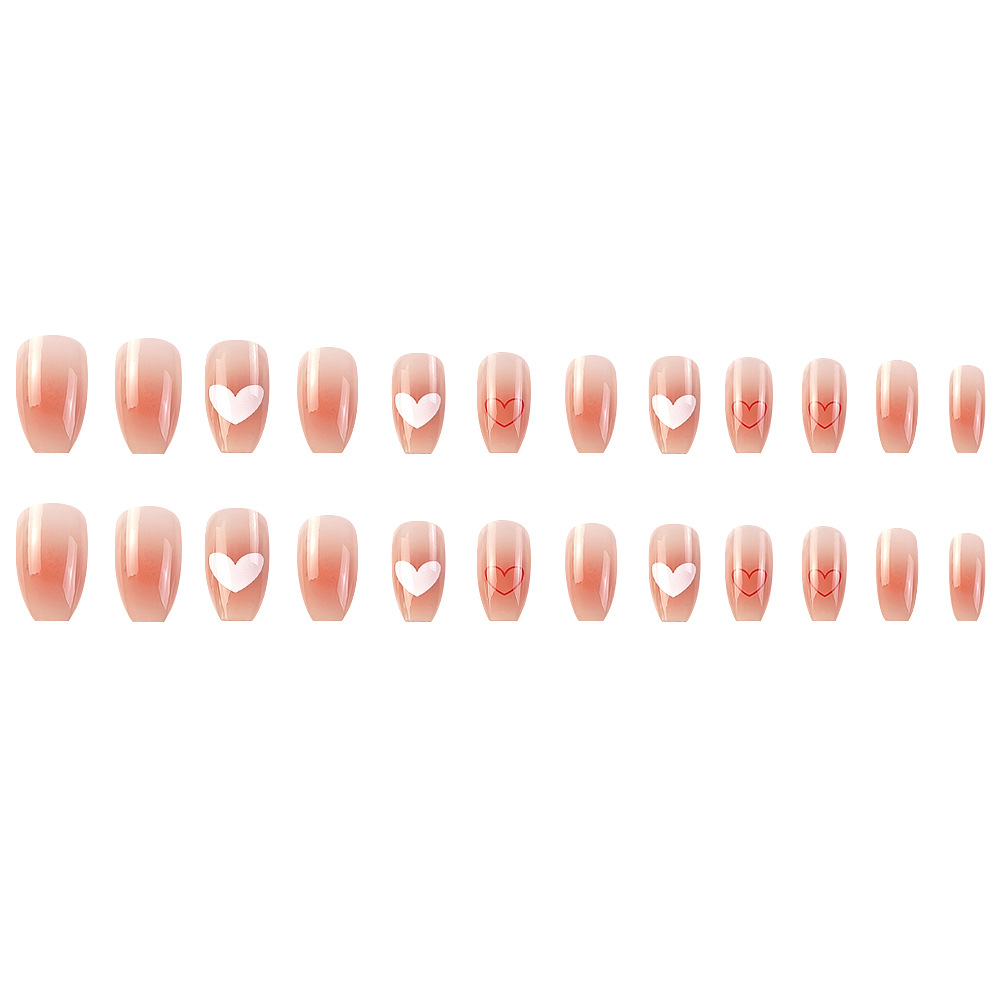Ventas transfronterizas calientes parches de uñas dulces polvo desnudo gradiente suave atmósfera de manicure encantador adornos de amor para usar uñas