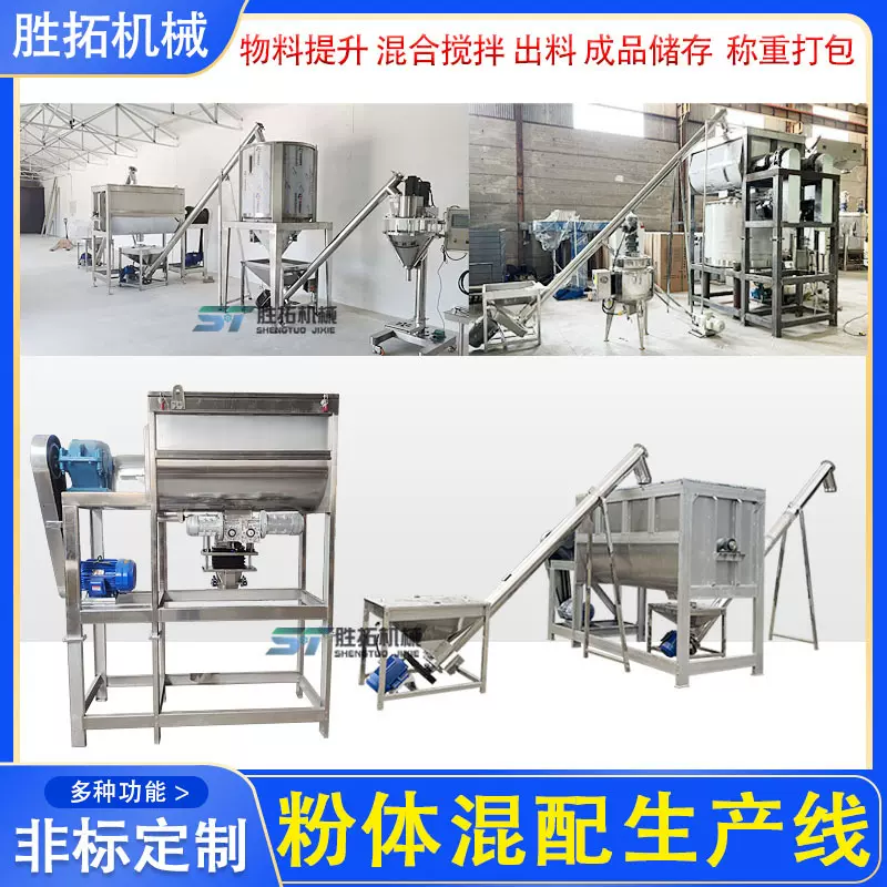 不锈钢卧式搅拌机粉体双螺带混合机颜料粉搅拌机有机肥成套生产线