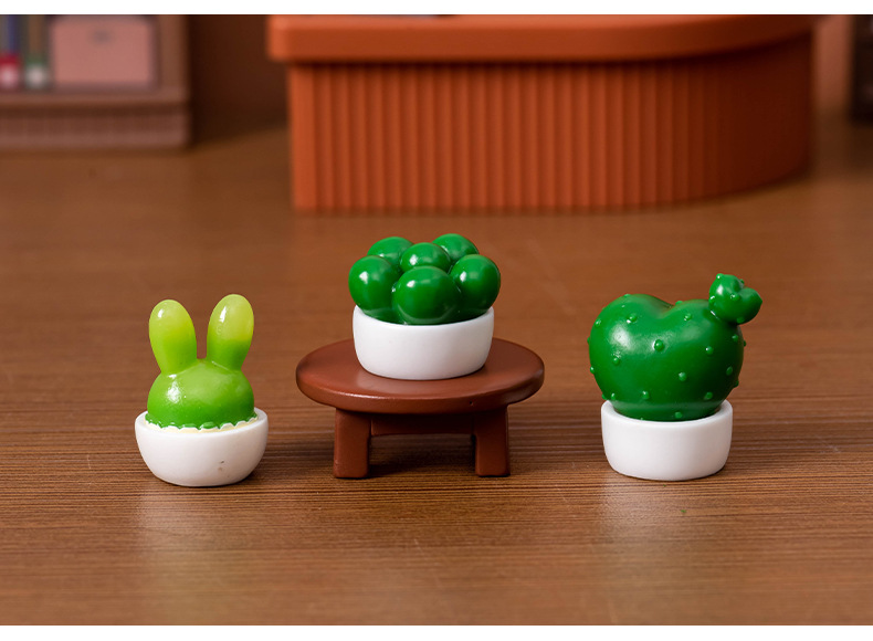 Plastic, Resin Material Cartoon Style Cactus Plastic Resin Ornaments Artificial Decorations