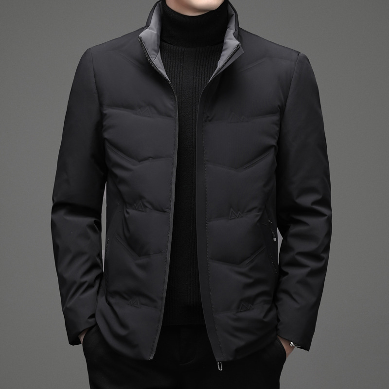 Casual winter solid color down jacket with zipper