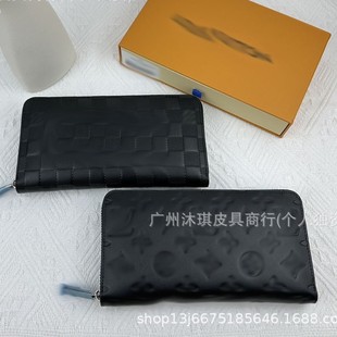 Foreign trade hot long wallet embossed money wallet cross-border first layer cowhide fashion coin purse clutch bag with box