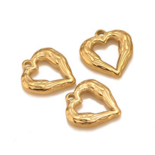 跨境不锈钢油压铸造立体心形羽翼爱心小吊坠 DIY项链手链耳饰饰品