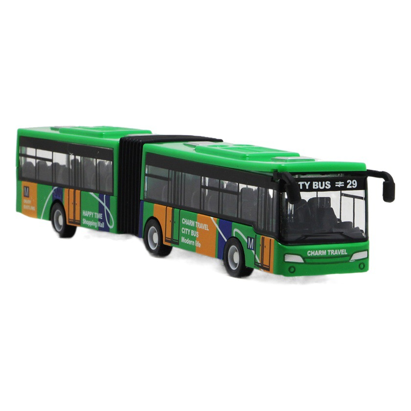Aleación de doble sección alargada autobús pequeño tirón atrás autobús de juguete para niños transfronterizo regalo de juguete de Venta caliente