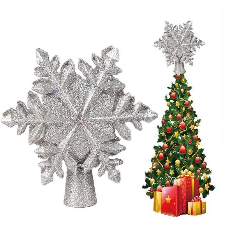 LED圣诞树可旋转暴风雪雪花投影灯树顶星 雪花圣诞树装饰灯挂件