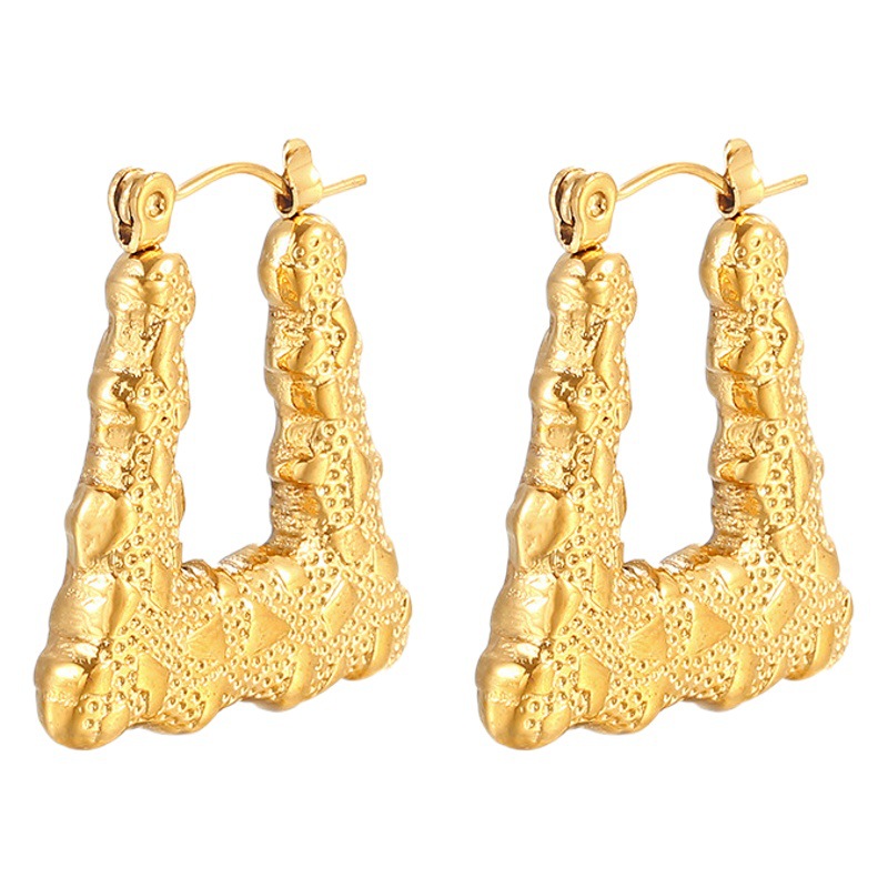 Moda europea y americana estilo retro transfronterizo triángulo de alto grado pendientes de acero inoxidable de las mujeres de moda de lujo 18K pendientes