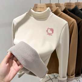 男女童加绒加厚打底上衣秋冬季宝宝半高领保暖衣服中大童长袖T恤