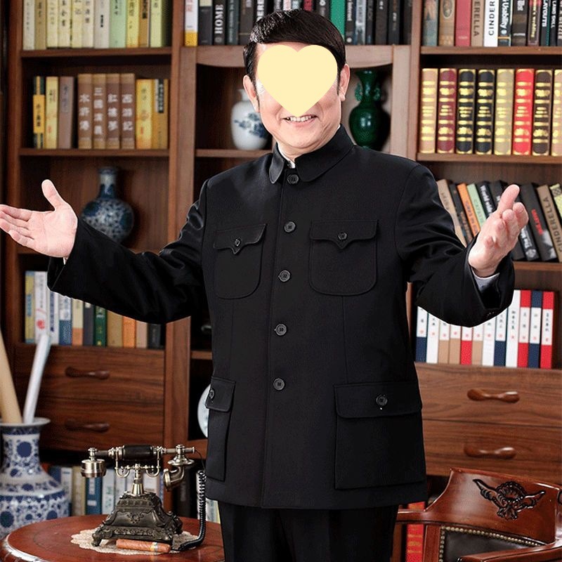 男外套中山服爸爸爷爷春秋冬款中山装套装男中山服中老年装老年人