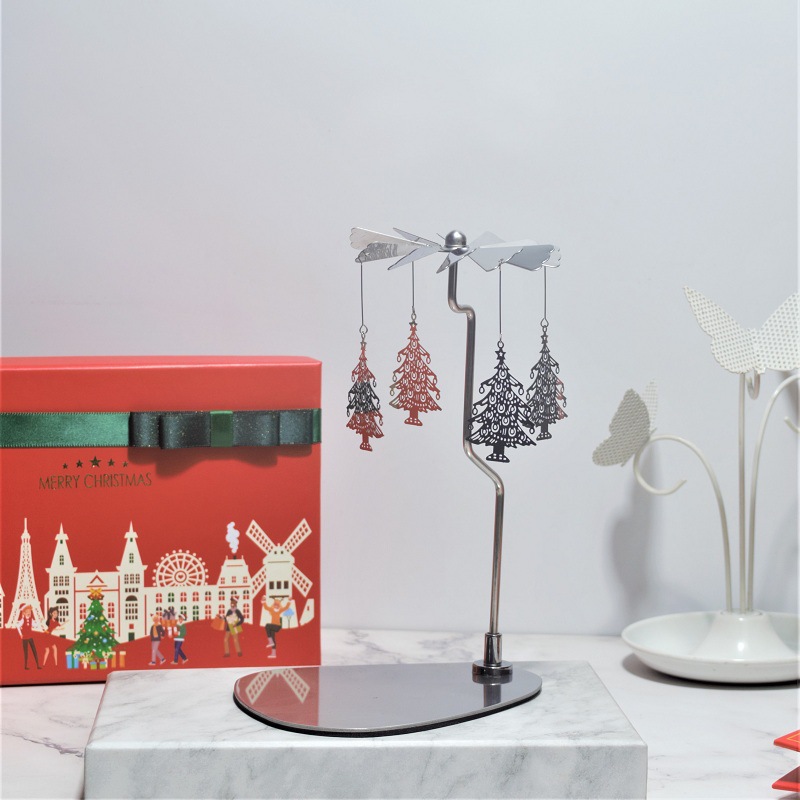 INS Amazon fuente Navidad aromaterapia Acero inoxidable doles triángulo redondo bandeja giratoria candelabro linterna