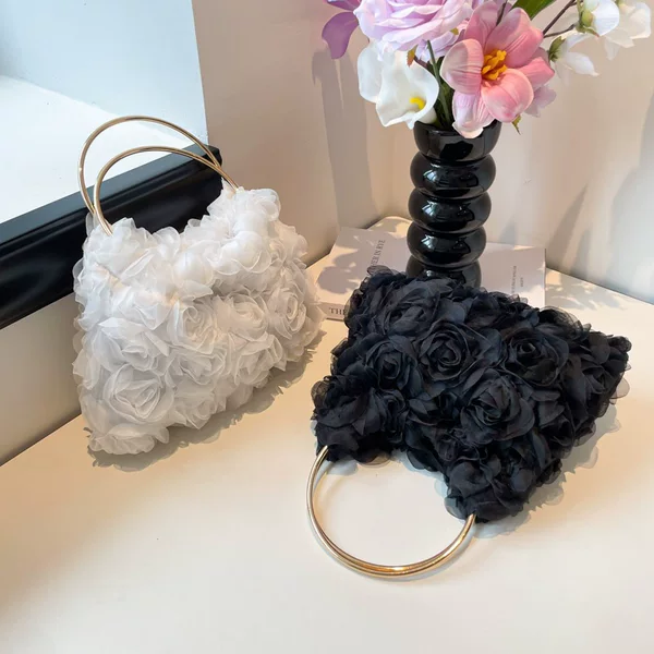 European and American New Rose Pearl Dinner Chain Bag Banquet Handbag Cheongsam Evening Versatile Cross-Body Bag