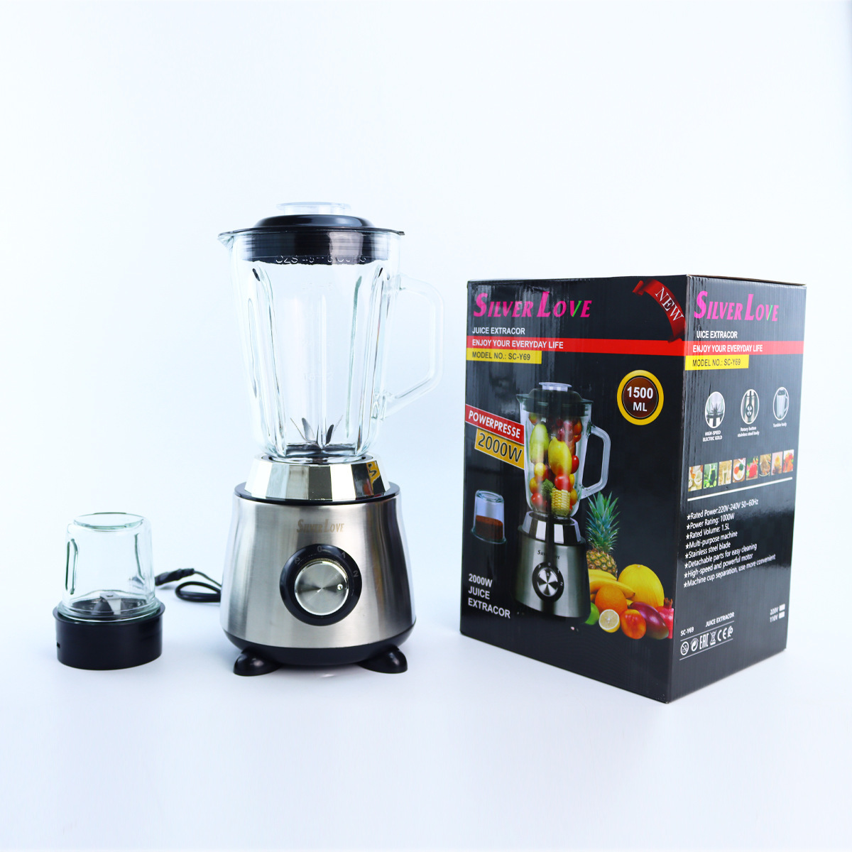 Exprensa de jugo transfronterizo rompiendo paredes máquina de cocina multifuncional doméstica máquina de jugo 2 en 1 mezclador de acero inoxidable