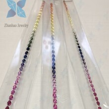 水滴形钥匙扣配件渐变色彩虹条手链项链镶嵌3mm合成彩宝刚玉裸石