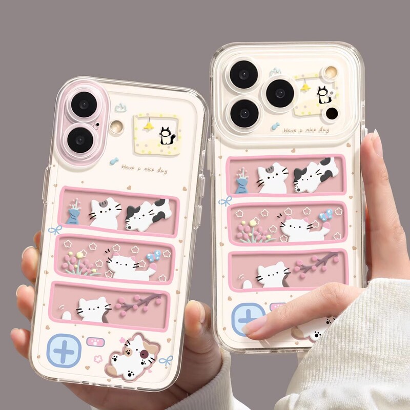 Suitable for Iphone17 Mobile Phone Case, Cute Kitten 16Promax Soft 15 Chain 14 Apple 13 Niche Model 12 Sets